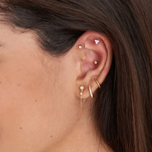 Load image into Gallery viewer, Gold Sparkle Bezel Barbell Single Earring E035-06G
