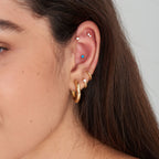 Gold Double Sparkle Barbell Single Earring E035-07G