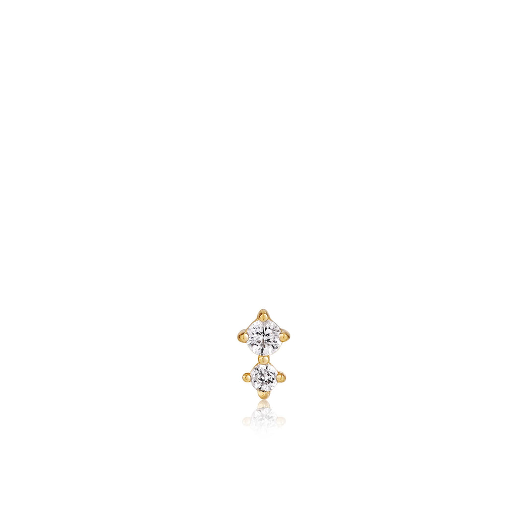Gold Double Sparkle Barbell Single Earring E035-07G