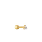Gold Trio Sparkle Barbell Single Earring E035-08G