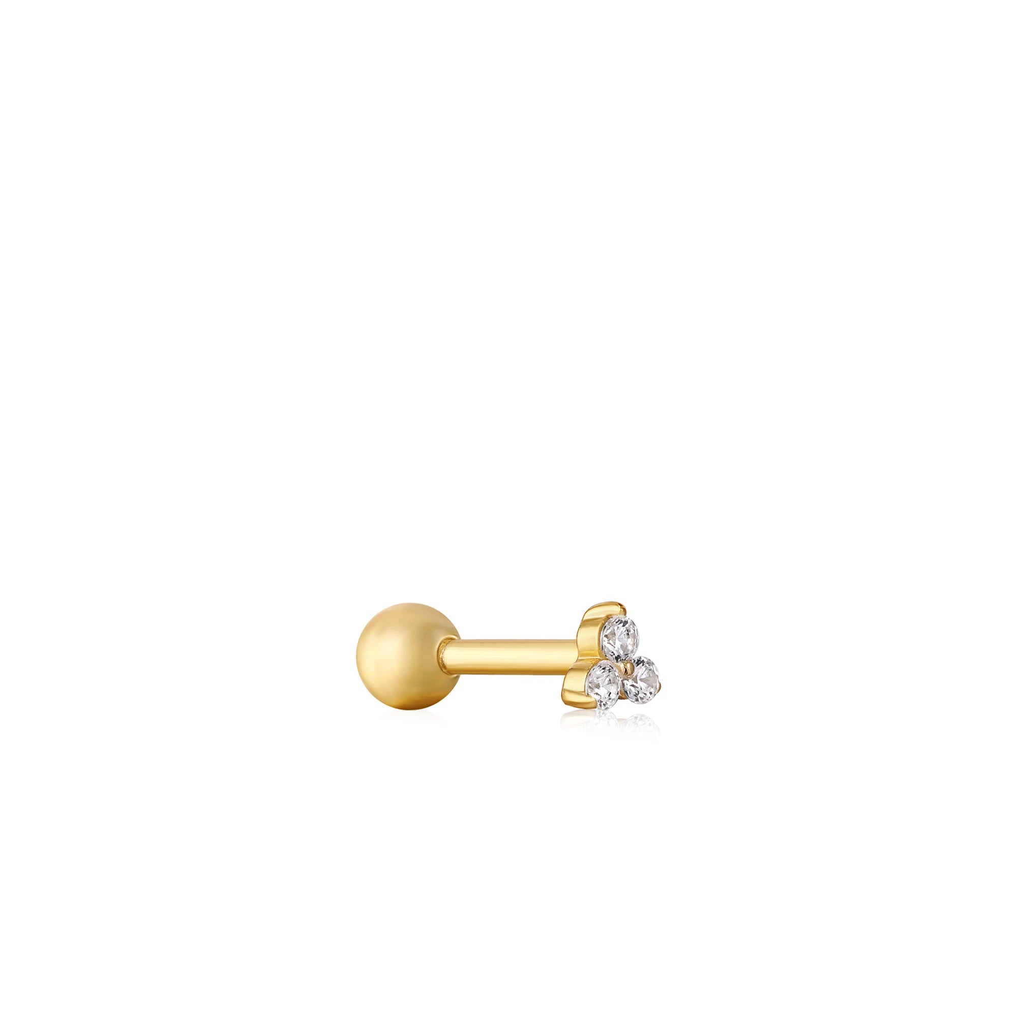 Gold Trio Sparkle Barbell Single Earring E035-08G