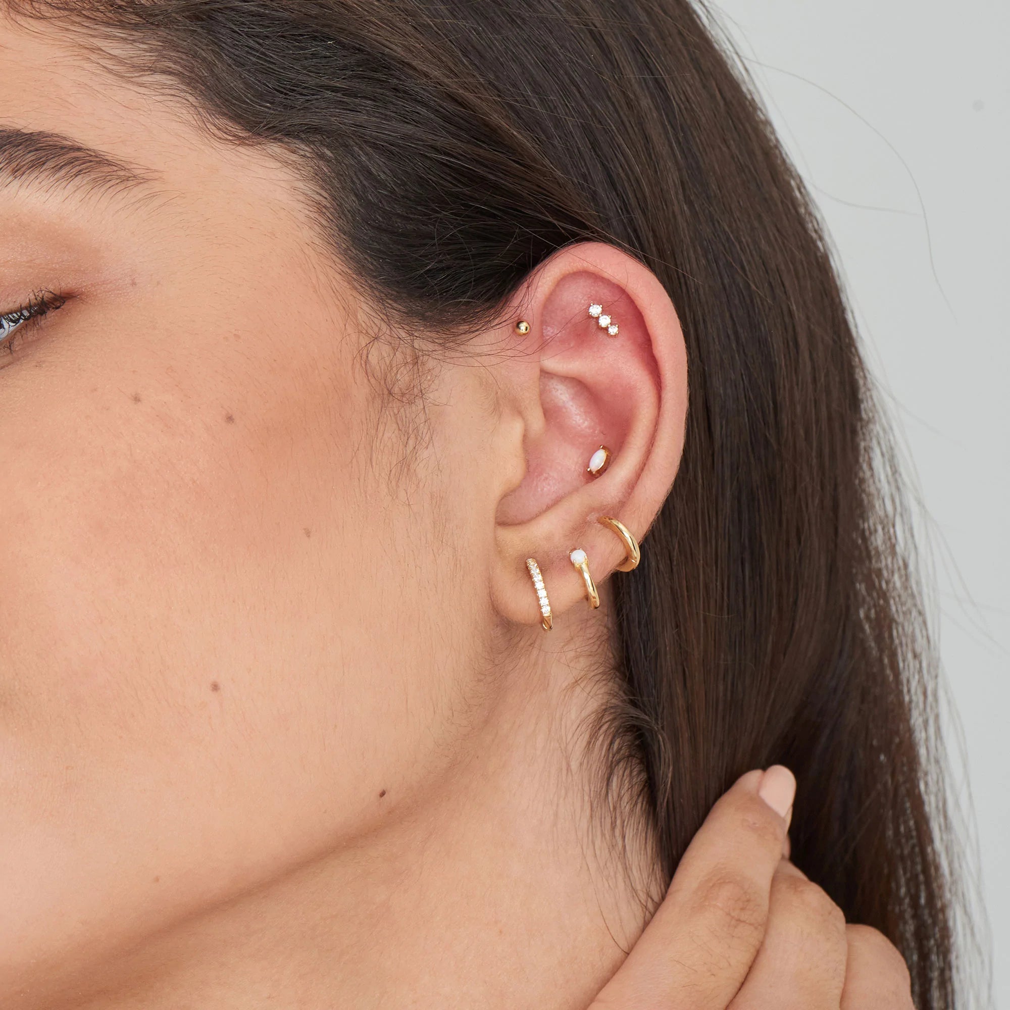 Gold Sparkle Crawler Barbell Single Earring E035-09G