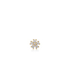 Gold Sparkle Flower Barbell Single Earring E035-10G