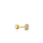 Gold Sparkle Flower Barbell Single Earring E035-10G