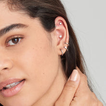 Load image into Gallery viewer, Silver Sparkle Flower Barbell Single Earring E035-10H
