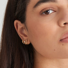Load image into Gallery viewer, Gold Sparkle Huggie Hoop Earrings E035-17G
