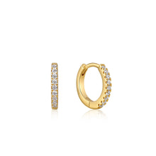 Load image into Gallery viewer, Gold Sparkle Huggie Hoop Earrings E035-17G
