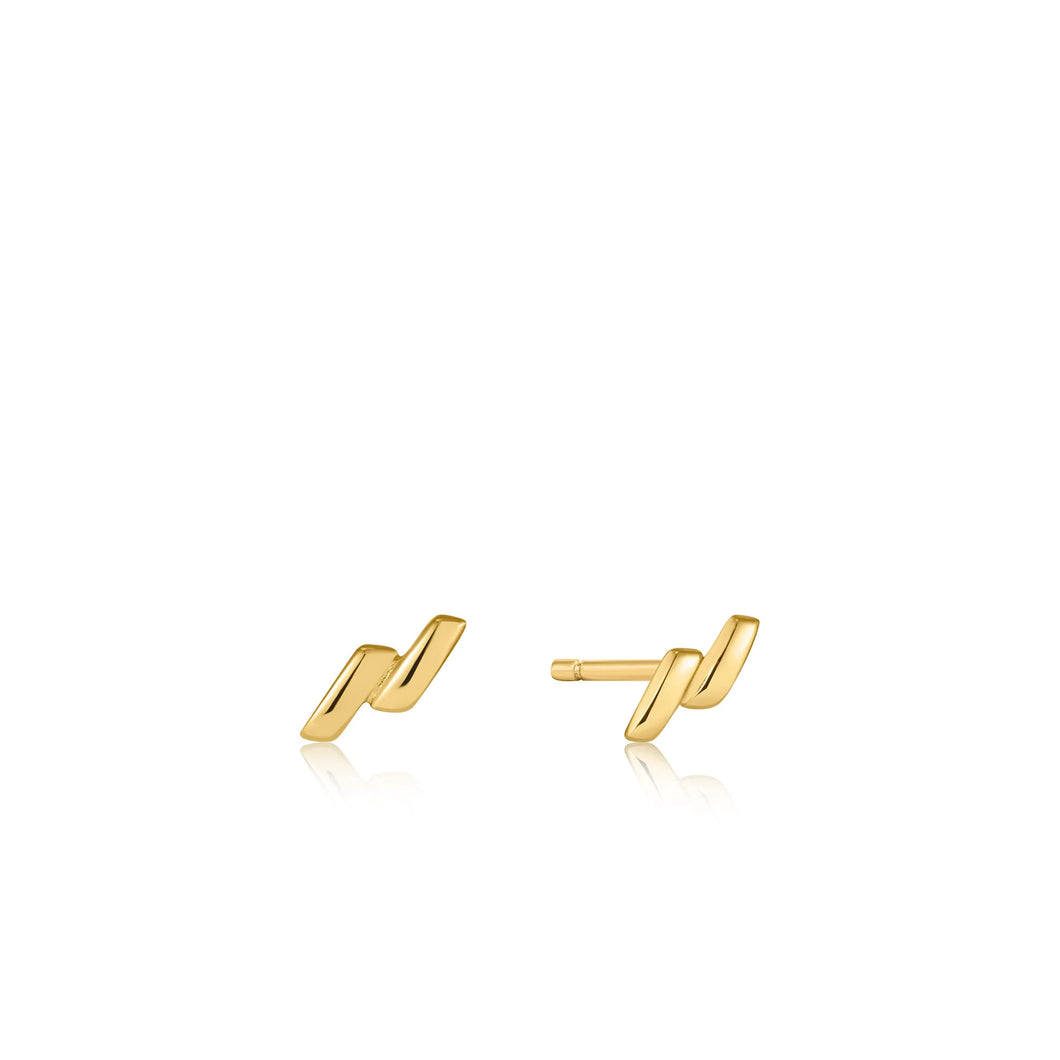 Gold Smooth Twist Stud Earrings E038-01G