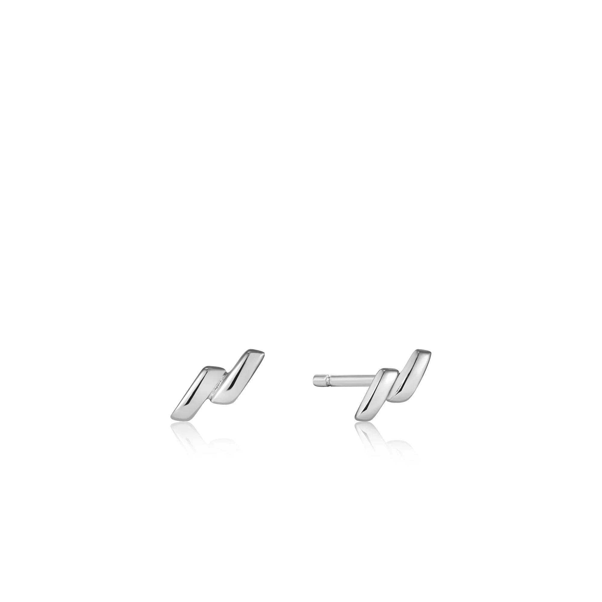 Silver Smooth Twist Stud Earrings E038-01H