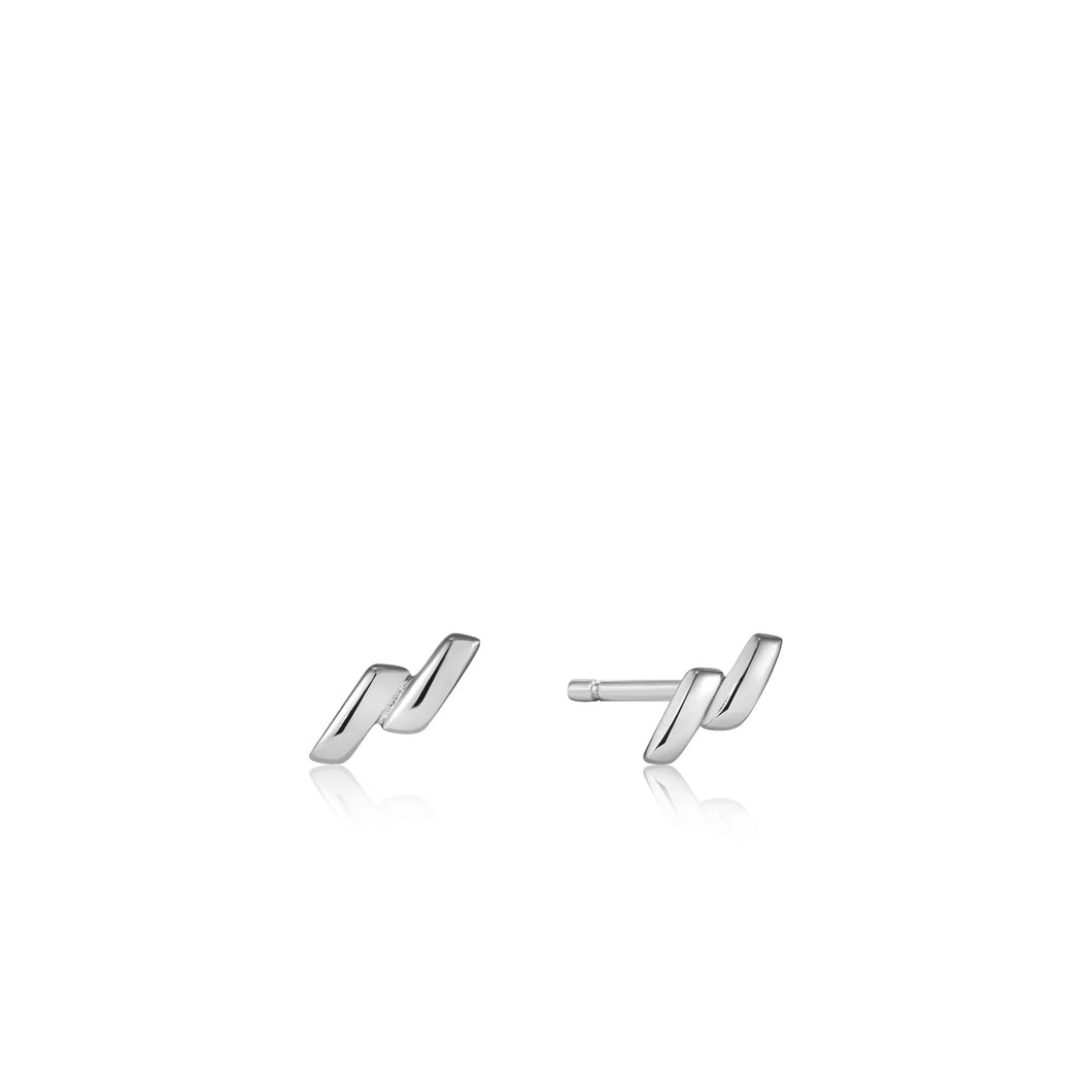 Silver Smooth Twist Stud Earrings E038-01H