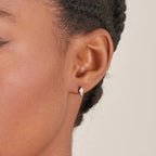 Silver Sparkle Emblem Single Barbell Earring E041-01H-W