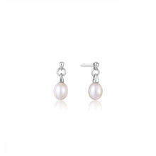 Load image into Gallery viewer, Silver Pearl Drop Stud Earrings E043-02H
