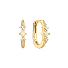 Load image into Gallery viewer, Gold Kyoto Opal Oval Huggie Hoop Earrings E047-01G
