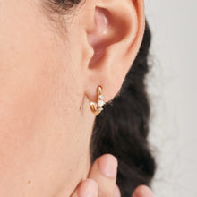 Load image into Gallery viewer, Gold Kyoto Opal Oval Huggie Hoop Earrings E047-01G
