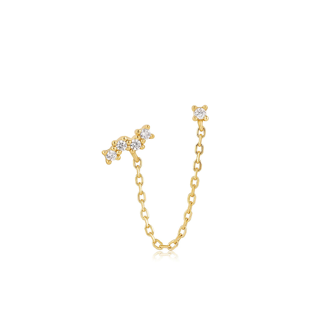 Gold Celestial Drop Chain Barbell Single Earring E047-10G