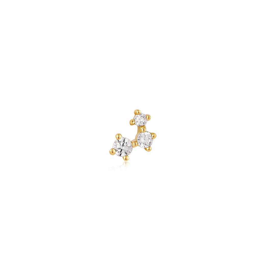 Gold Sparkle Galaxy Barbell Single Earring E047-11G
