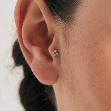 Load image into Gallery viewer, Silver Sparkle Cross Barbell Single Earring E047-13H
