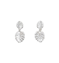 Load image into Gallery viewer, Silver Cheese Plant Drop Earrings
