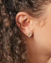 Load image into Gallery viewer, Silver &amp; Gold Honeycomb and Bee Earrings
