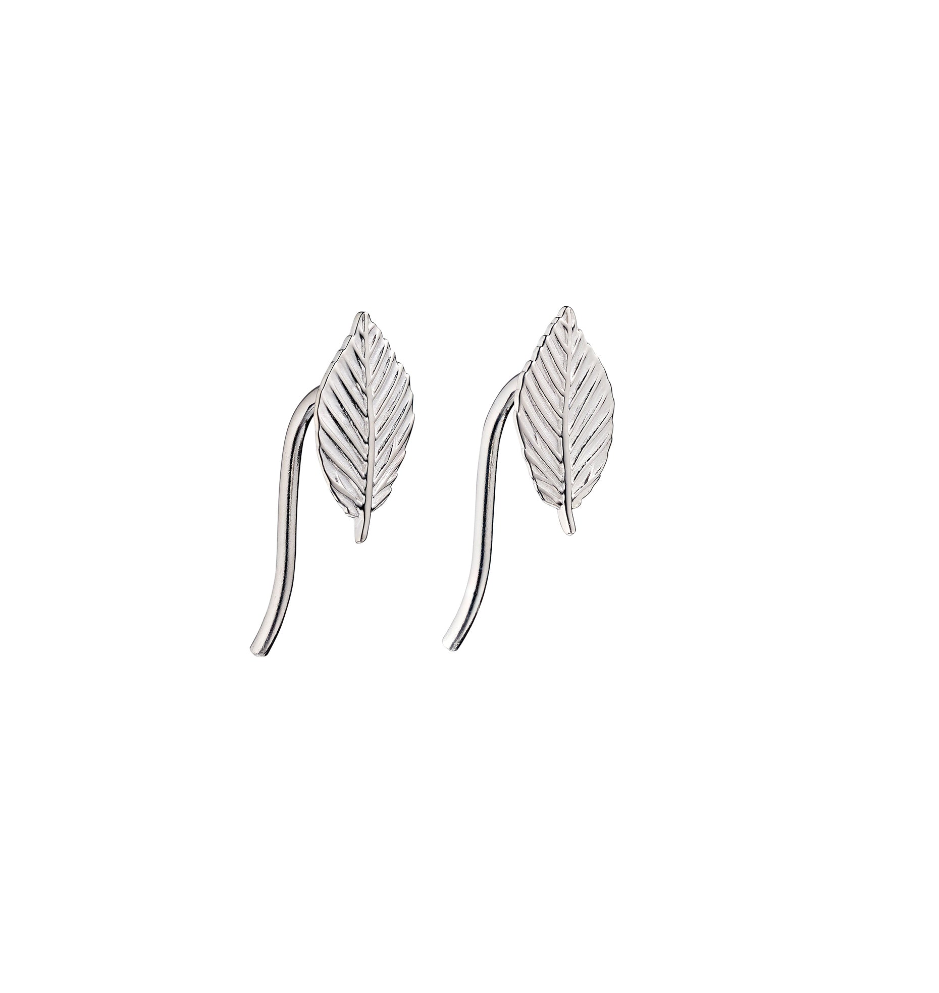 Silver Leaf Hook Earrings