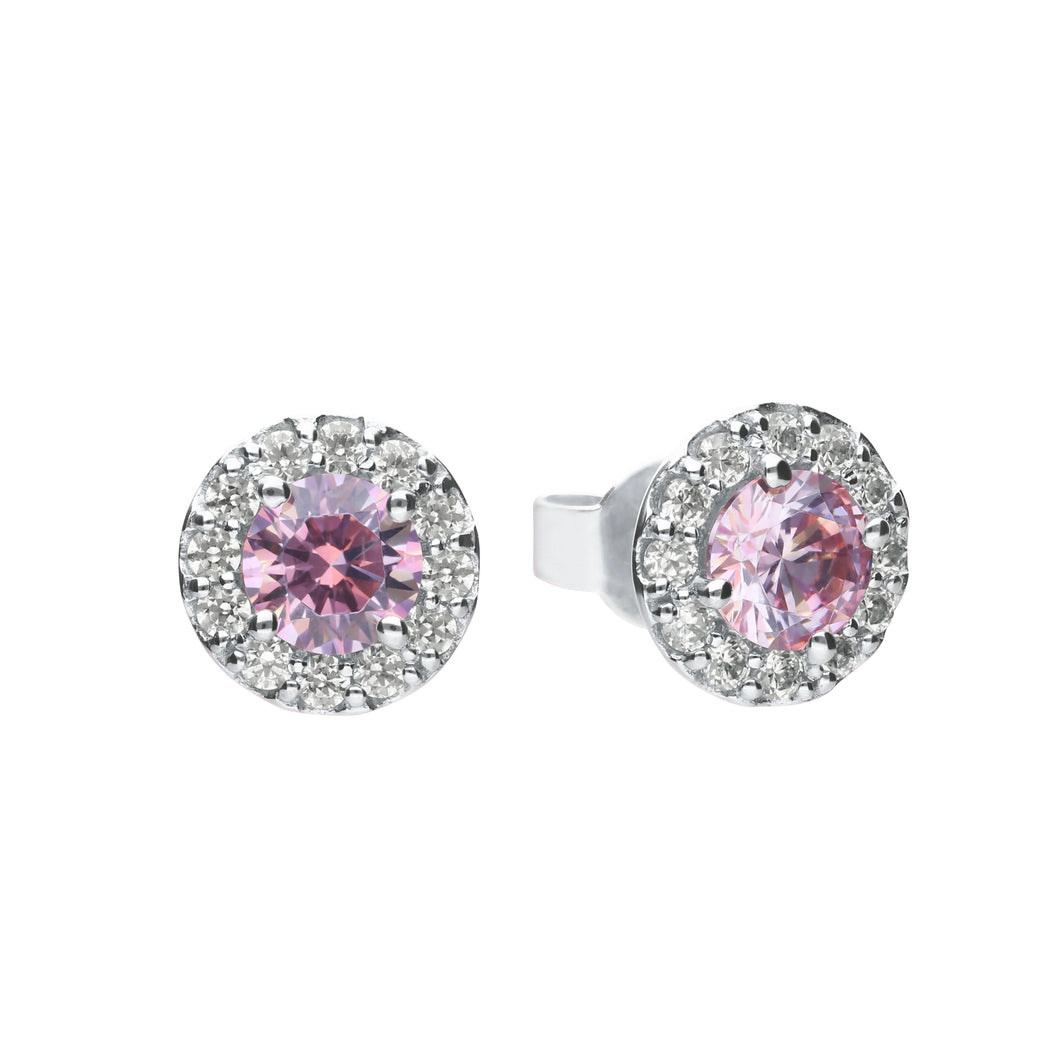 Pink Round Cluster Earrings E5775