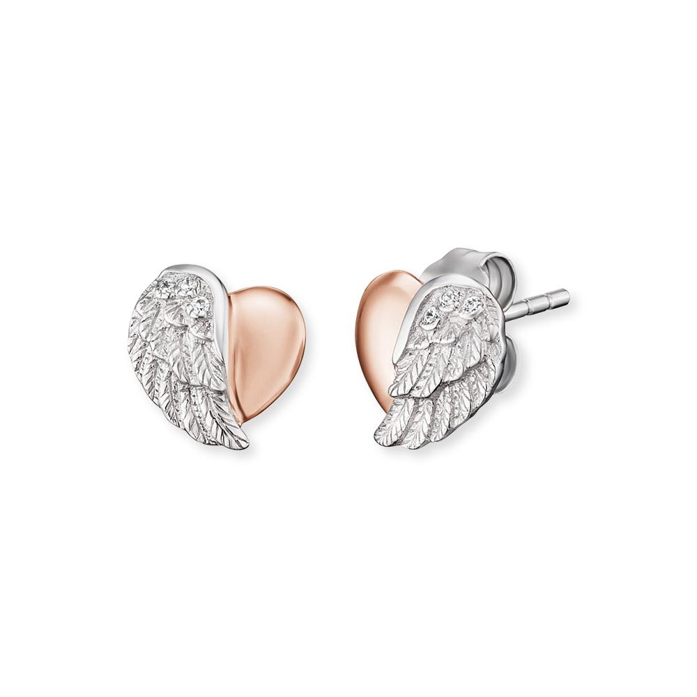 Silver & Rose With Love Heart Earrings