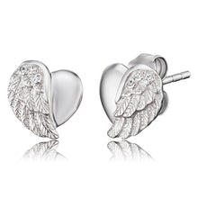 Load image into Gallery viewer, Heart Wing Silver Earrings
