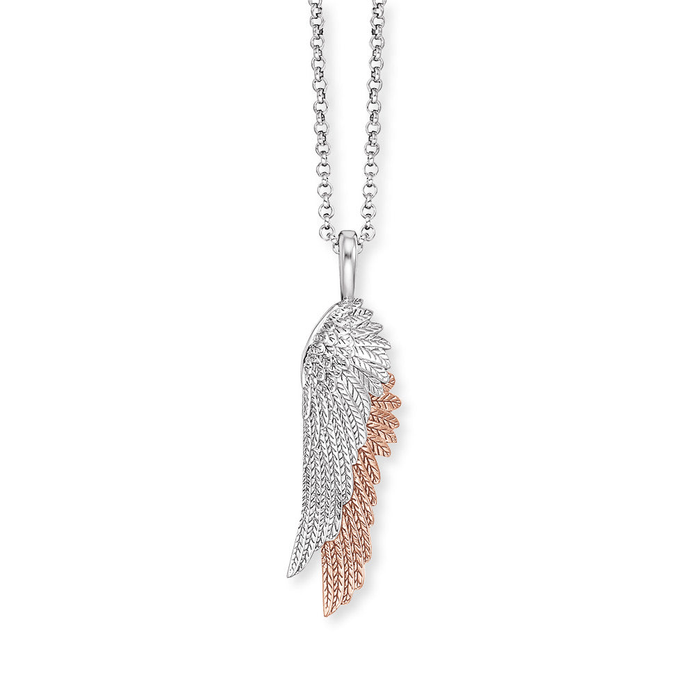 Angel Wing Duo Silver and Rose Gold Necklace