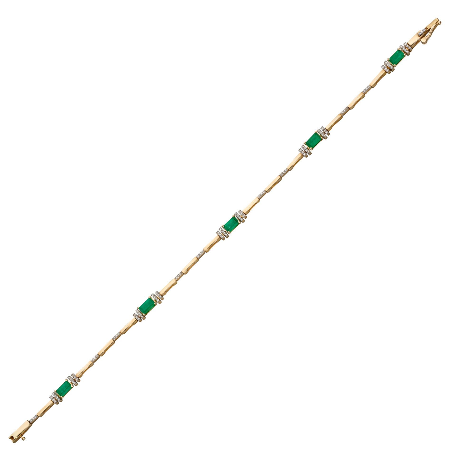 9ct Yellow Gold Emerald and Diamond Bracelet