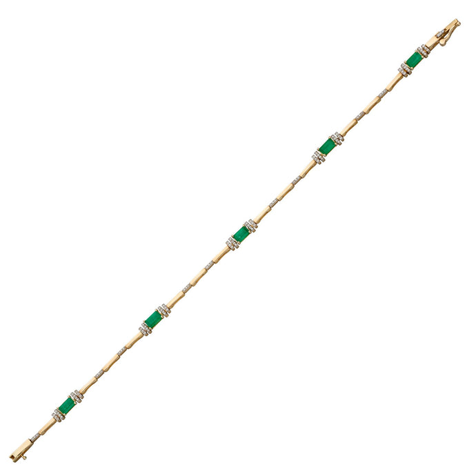 9ct Yellow Gold Emerald and Diamond Bracelet