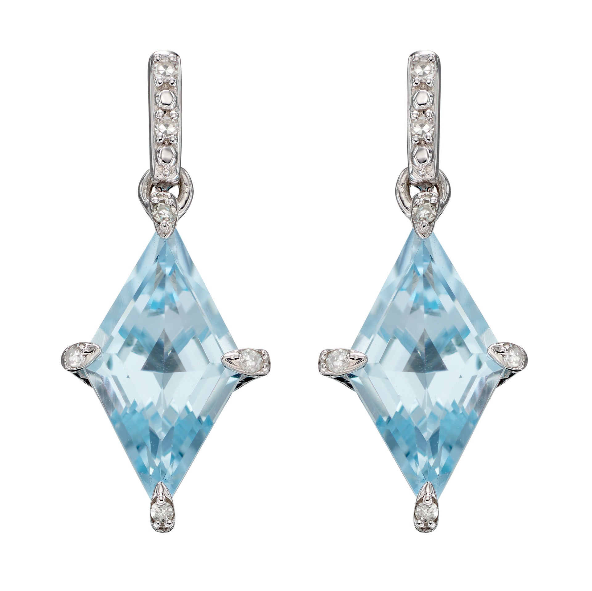 9ct White Gold Blue Topaz Kite Earrings