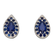 Load image into Gallery viewer, 9ct White Gold Sapphire Teardrop Earrings
