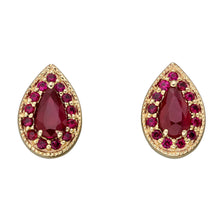 Load image into Gallery viewer, 9ct Yellow Gold Ruby Teardrop Earrings
