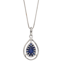 Load image into Gallery viewer, 9ct White Gold Sapphire Teardrop Pendant
