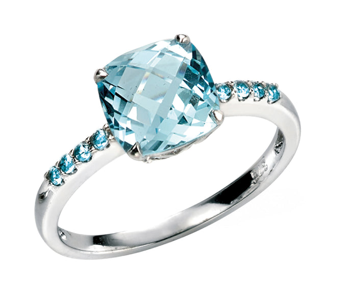 9ct White Gold Sky Blue Topaz Ring