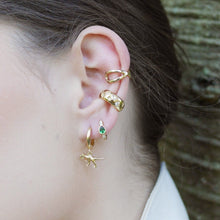 Load image into Gallery viewer, Gold Green Teardrop Huggie Earrings
