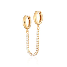 Load image into Gallery viewer, Gold Sparkle Linked Single Huggie Earring
