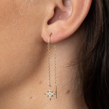 Load image into Gallery viewer, Gold Starburst Star Threader Earrings
