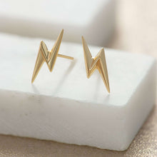 Load image into Gallery viewer, Gold Lightning Bolt Stud Earrings
