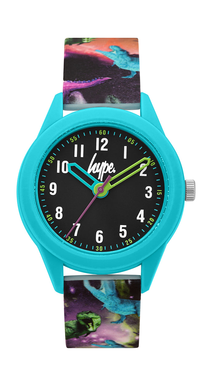 Just Hype Kids Watch | Black with Dinosaur Print | HYK008BU
