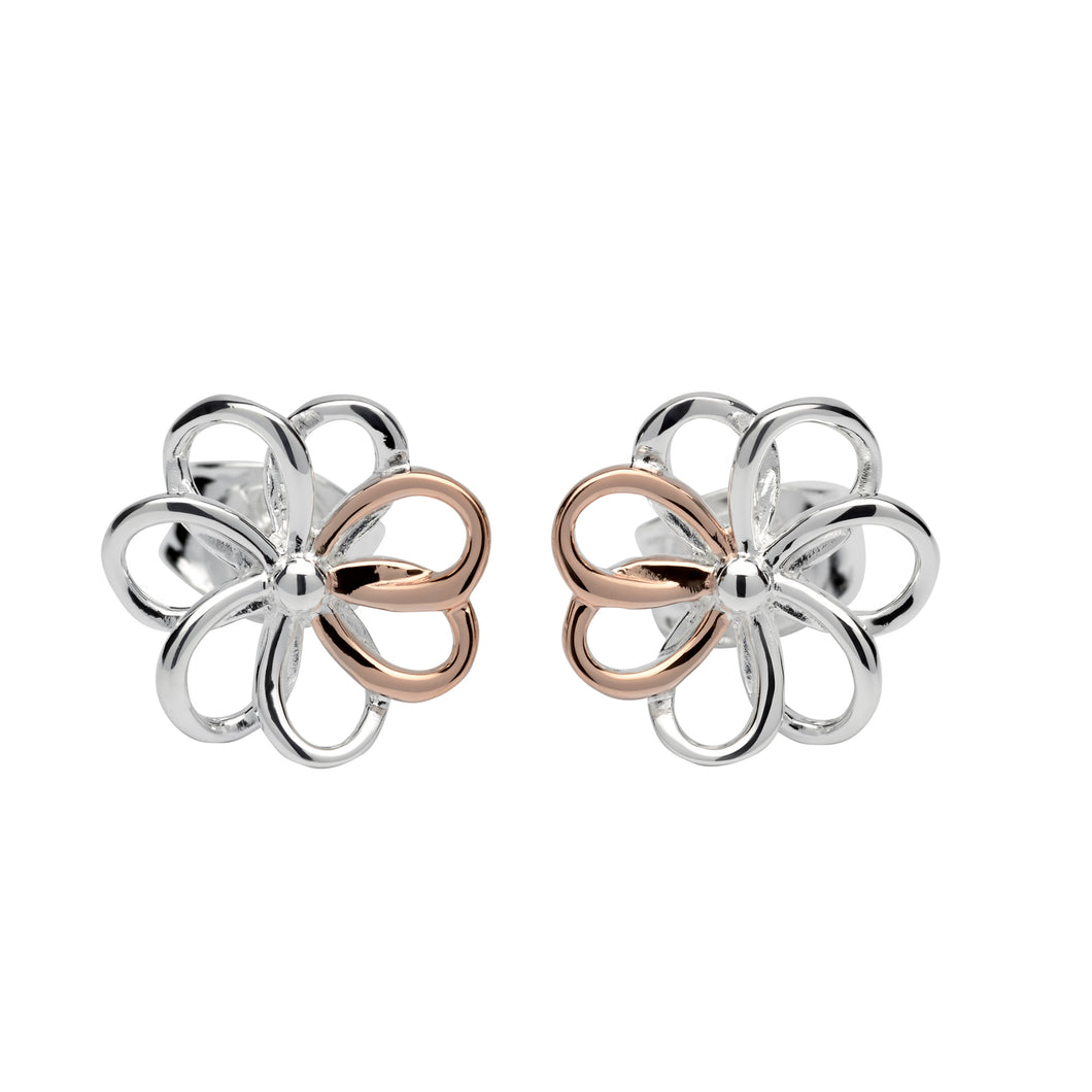 Silver and Rose Flower Earrings ME-609