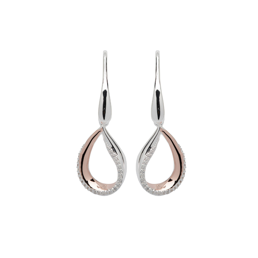 Silver & Rose Teardrop Earrings ME-684