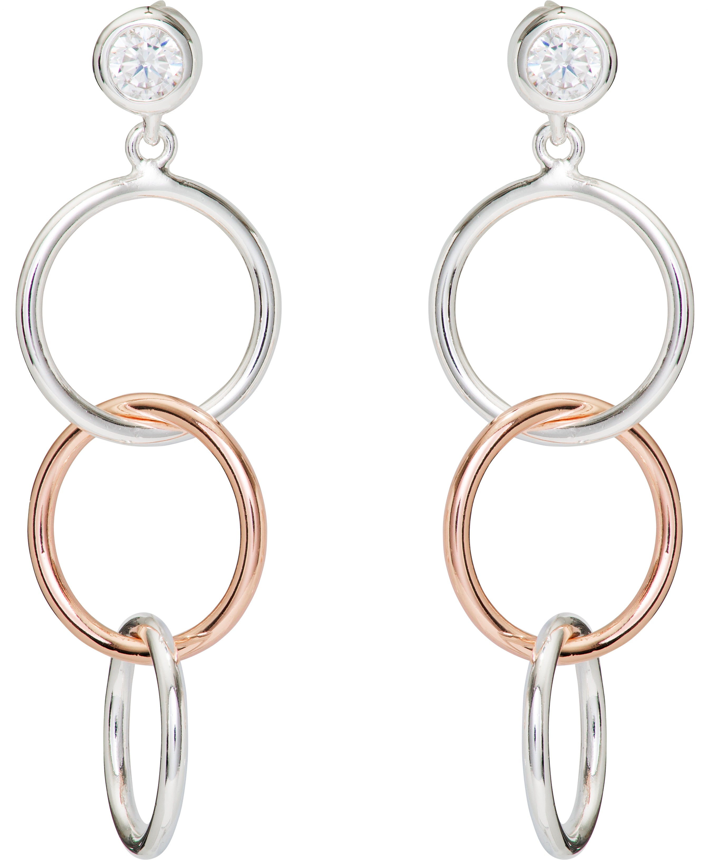 Three Hoops Linked Earrings ME-789