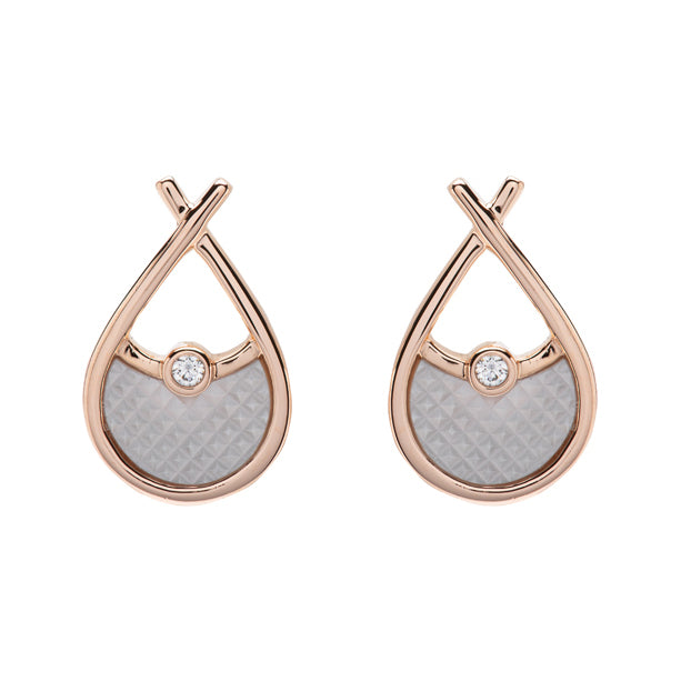 Mother of Pearl Rose Gold and Zirconia Earrings ME-807