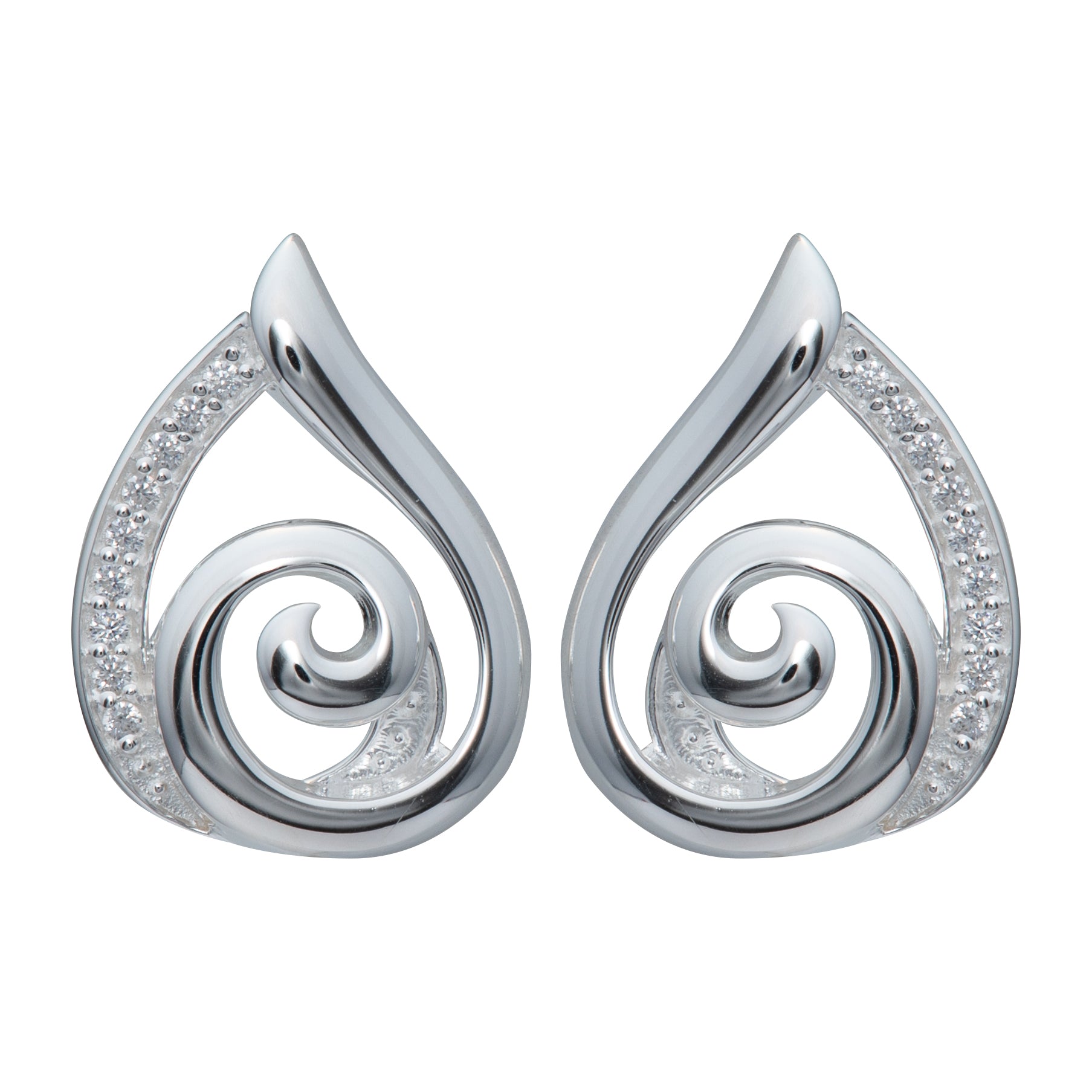 Silver Teardrop Swirl Earrings ME-825