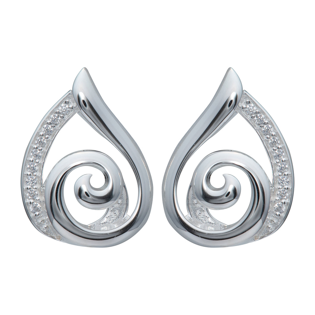 Silver Teardrop Swirl Earrings ME-825