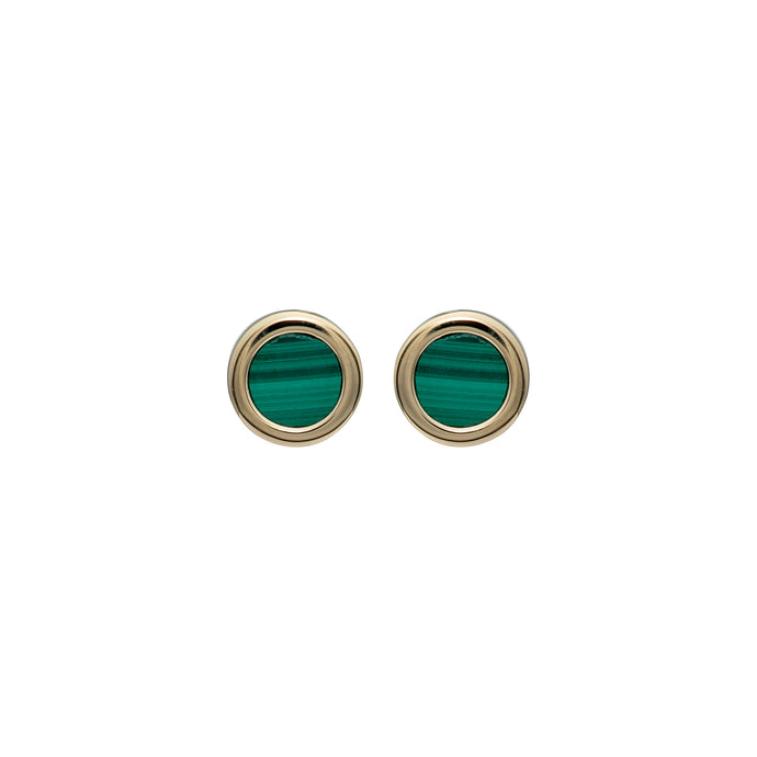 Yellow Gold Malachite Earrings ME-852