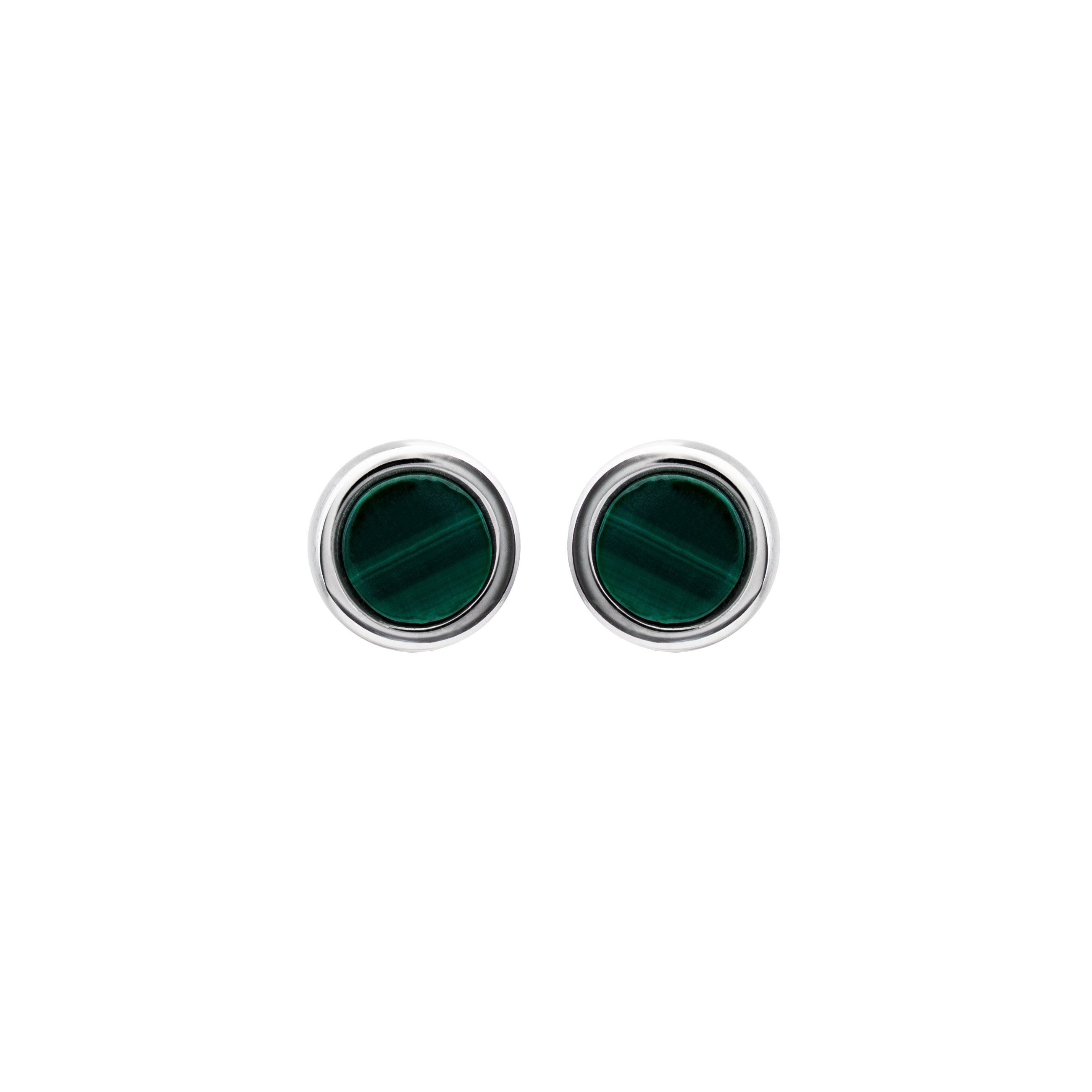 Silver 925 Stud Earrings with Malakite ME-859