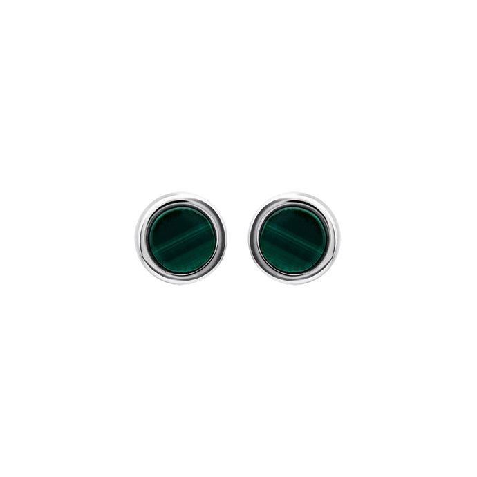 Silver 925 Stud Earrings with Malakite ME-859