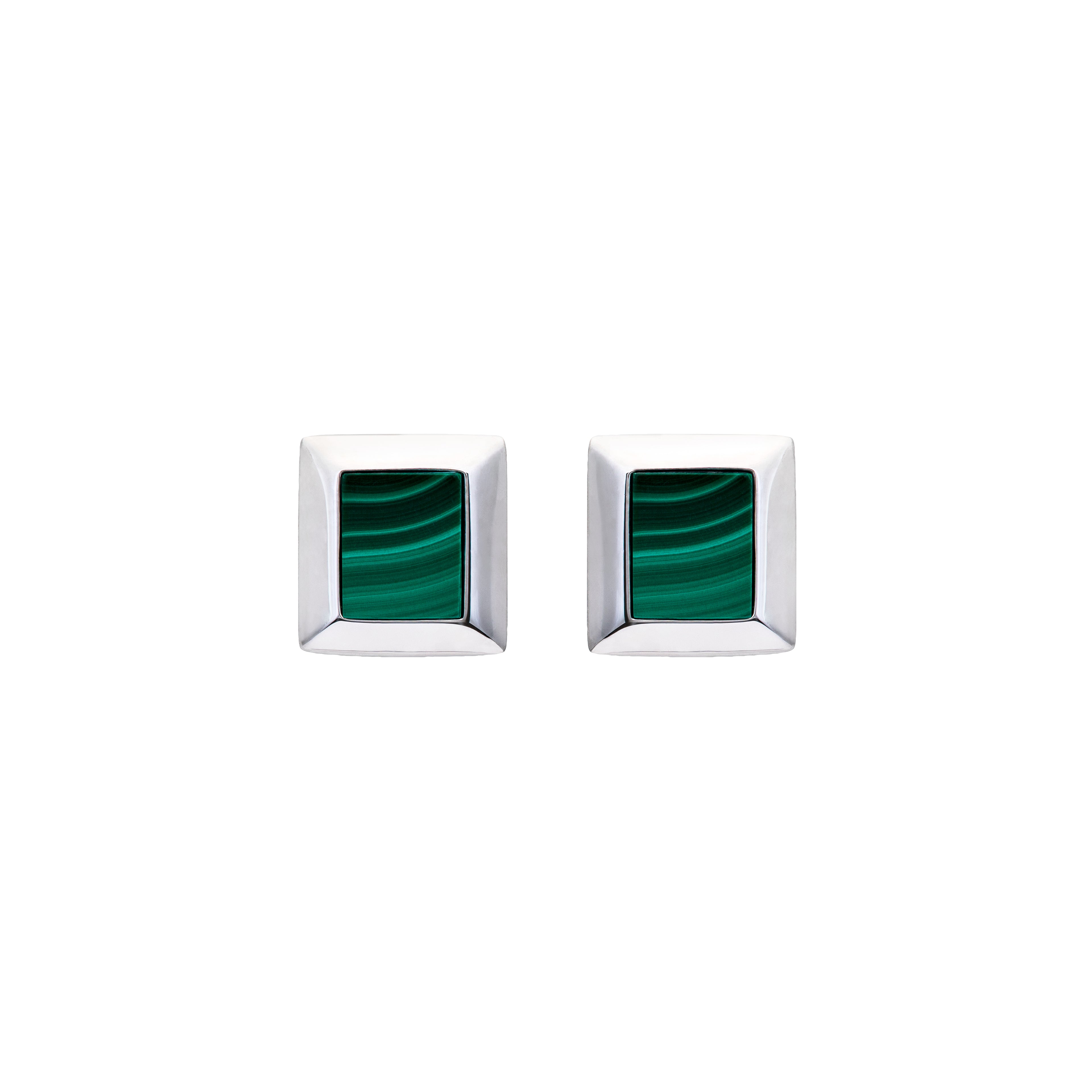 Silver 925 Stud Earrings with Malakite ME-865